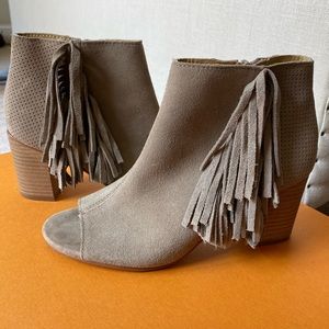 suede fringe booties